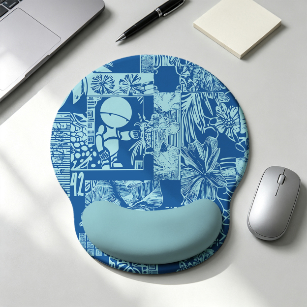 Don't Panic Blue Geek Ergonomic Mouse Pad