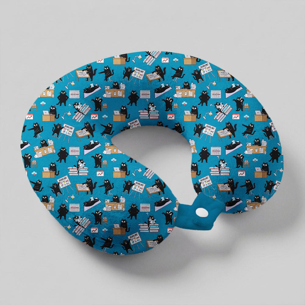 Busy Cat Chronicles Geek U-Shaped Travel Pillow