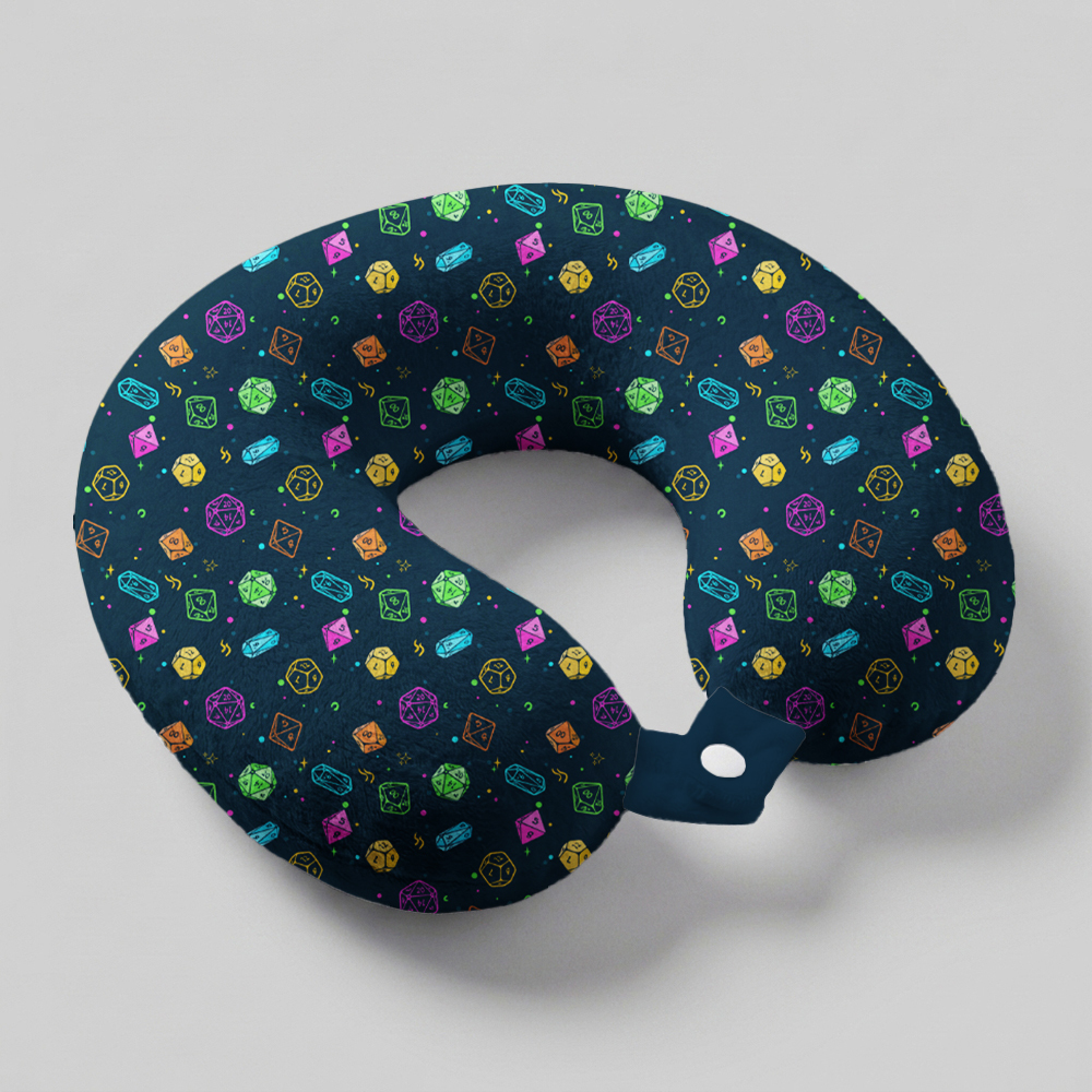 Colorful DND Dice RPG Geek U-Shaped Travel Pillow
