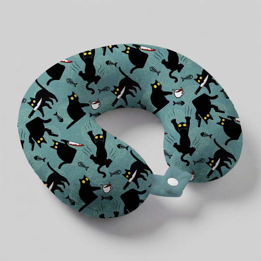 Naughty Kitten Geek U-Shaped Travel Pillow