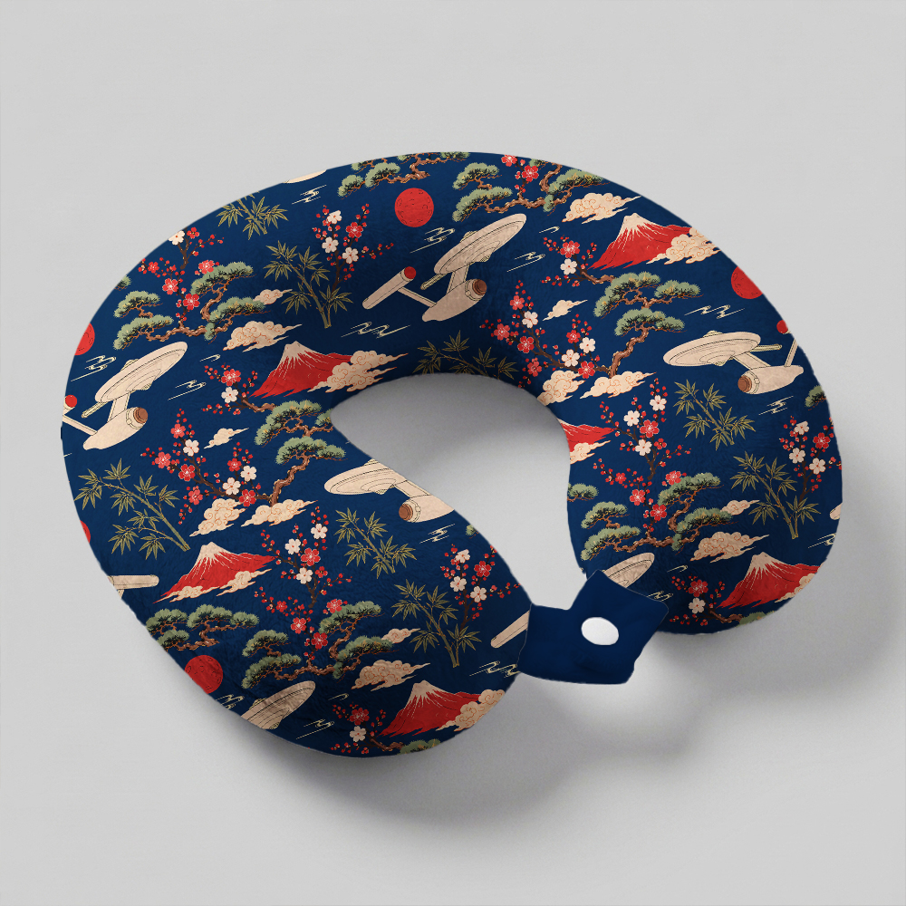 Sci-Fi Spaceship Ukiyo-e Style Geek U-Shaped Travel Pillow