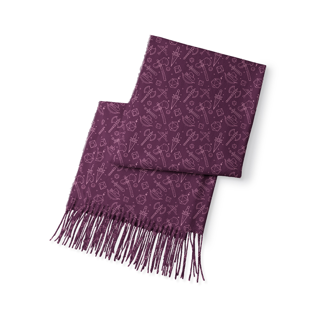 DND Medieval Weapons Geek Soft Fringed Scarf