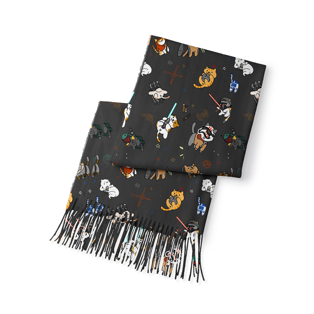 Tie The Fighter Cat Funny Geek Soft Fringed Scarf