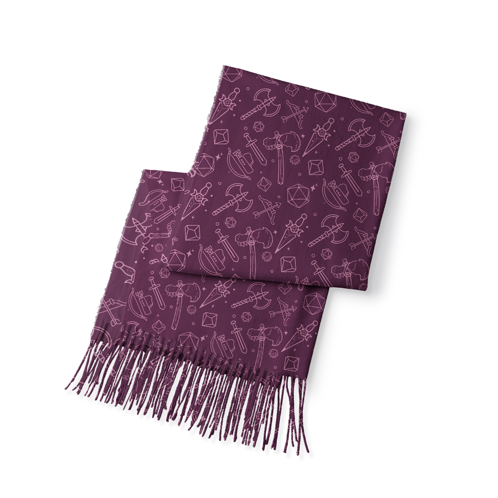 DND Medieval Weapons Geek Soft Fringed Scarf