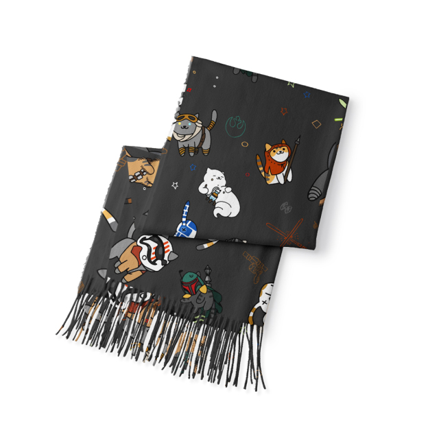 Tie The Fighter Cat Funny Geek Soft Fringed Scarf