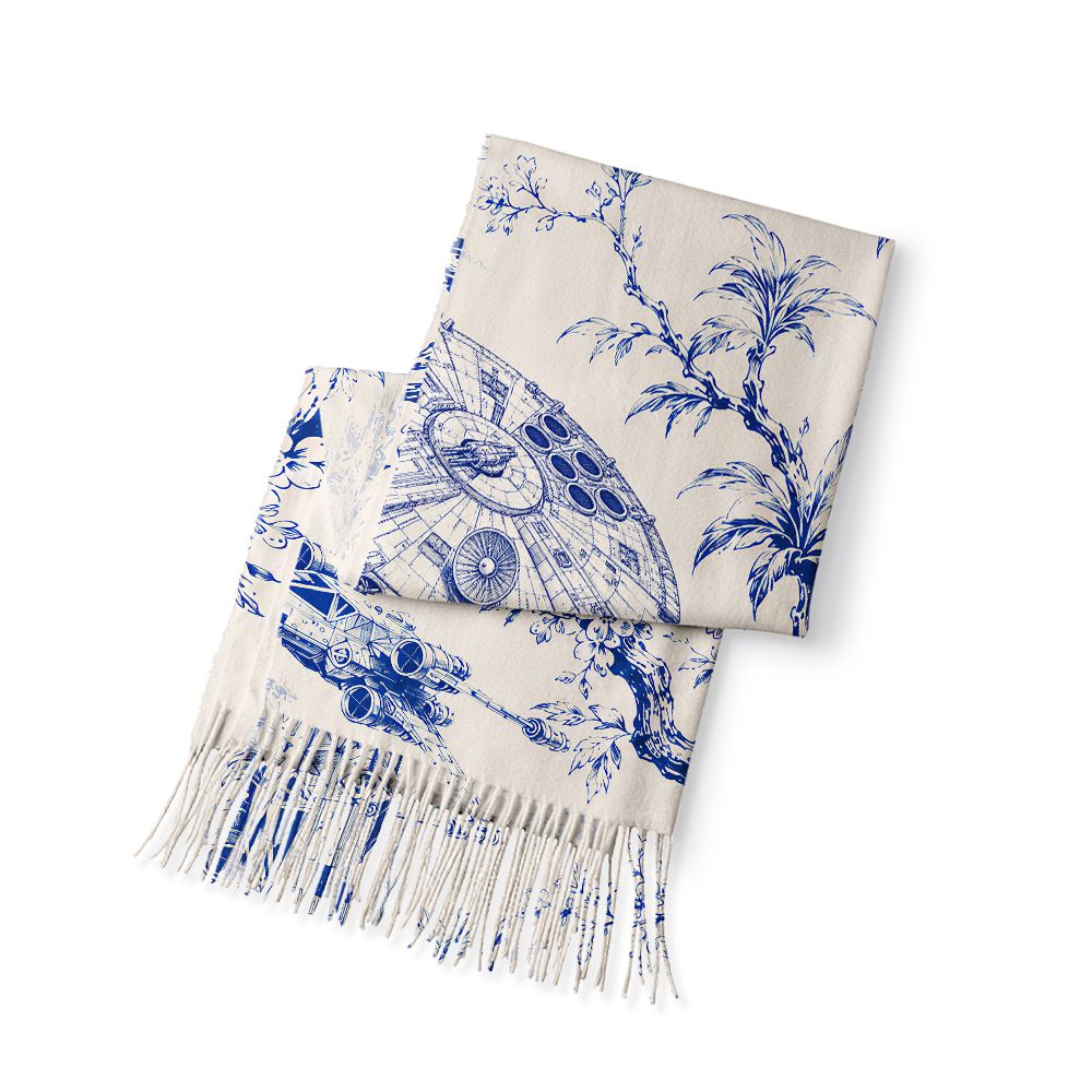 Celestial Blueware Geek Soft Fringed Scarf