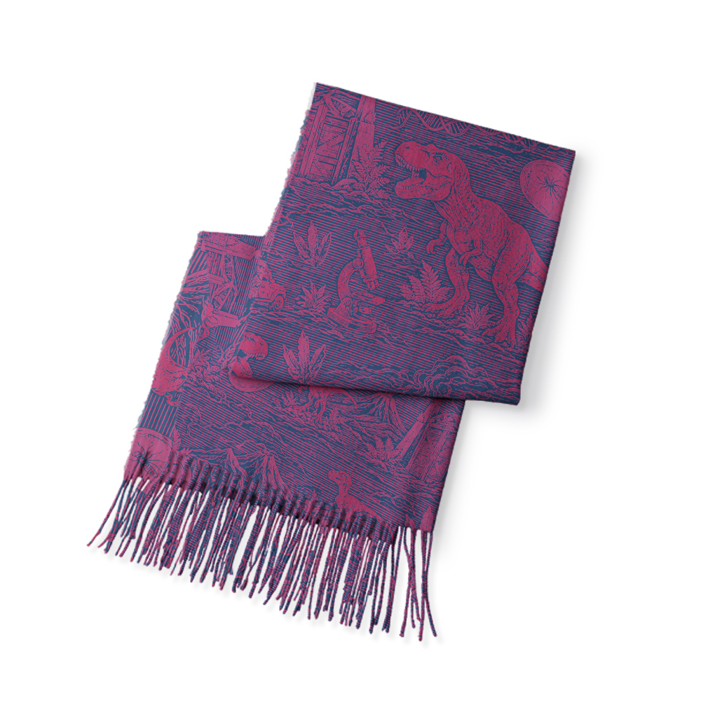 Jurassic Dinosaur DNA Microscope Geek Soft Fringed Scarf