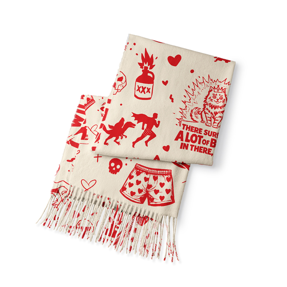 The Desperado Club Doodle Geek Soft Fringed Scarf