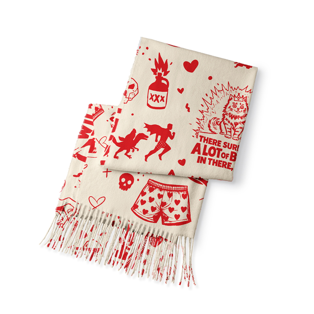 The Desperado Club Doodle Geek Soft Fringed Scarf
