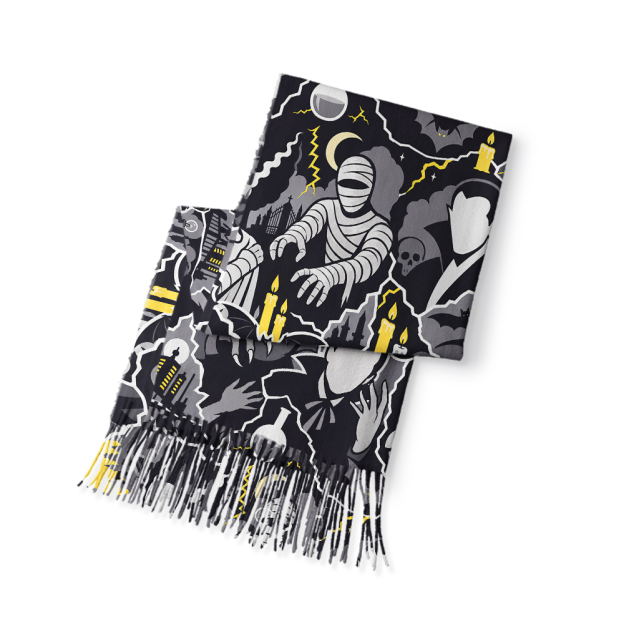 Classic Spooky Monster Collage Geek Soft Fringed Scarf
