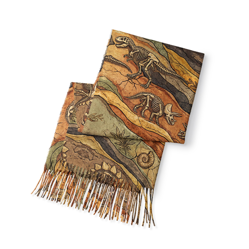 Rock Fossil Geek Soft Fringed Scarf