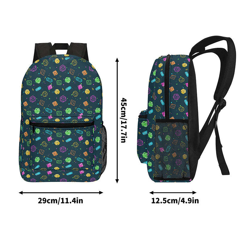 Geeksoutfit Colorful DND Dice RPG Geek Backpack for Sale