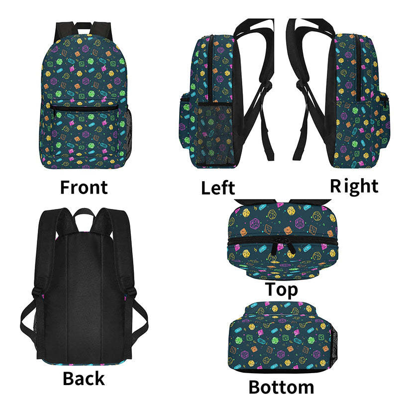 Colorful DND Dice RPG Geek Backpack
