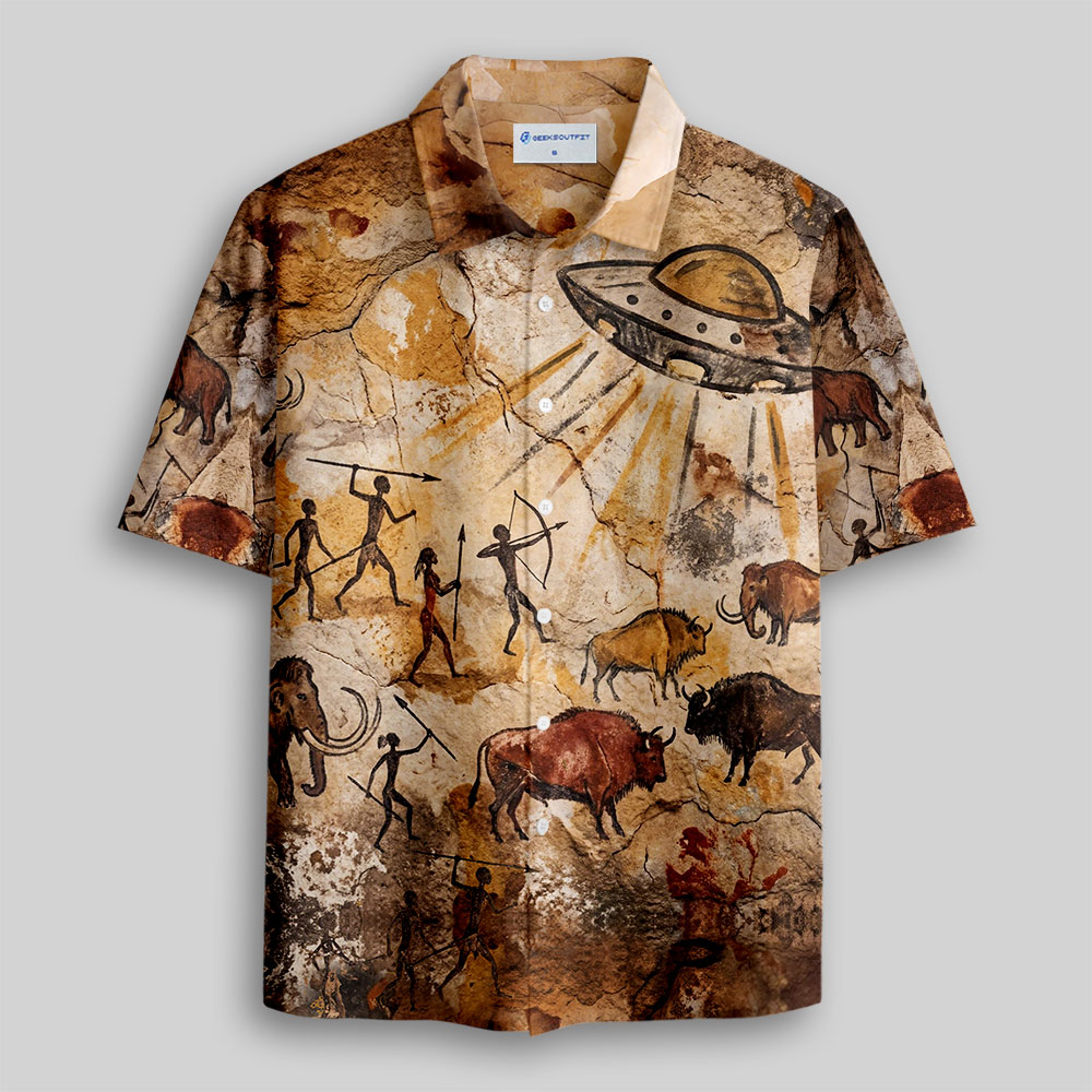 Full-Wall UFO Mural Button Up Pocket Shirt