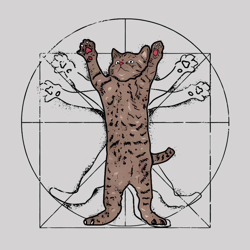 Vitruvian Cat Geek T-Shirt