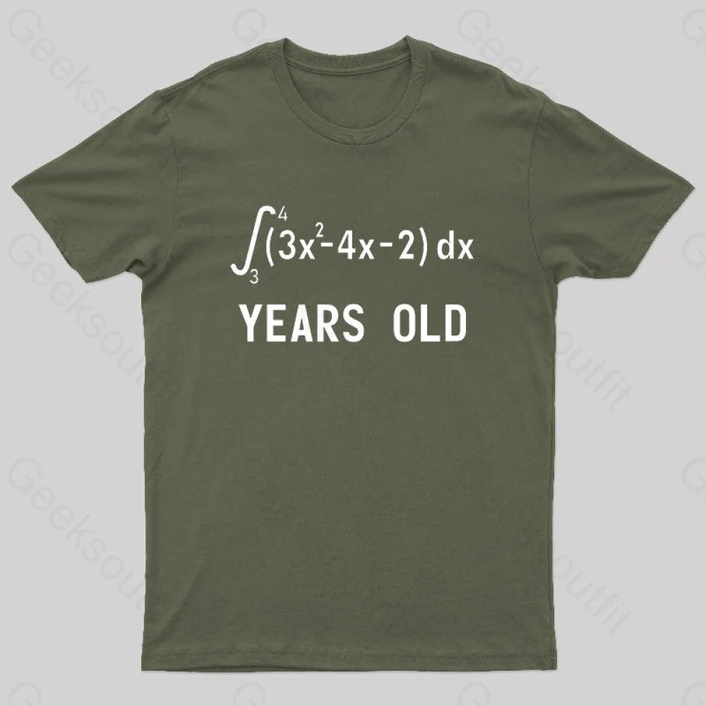 21 Years Old Funny Integral Calculus Nerd T-Shirt Army Green / S