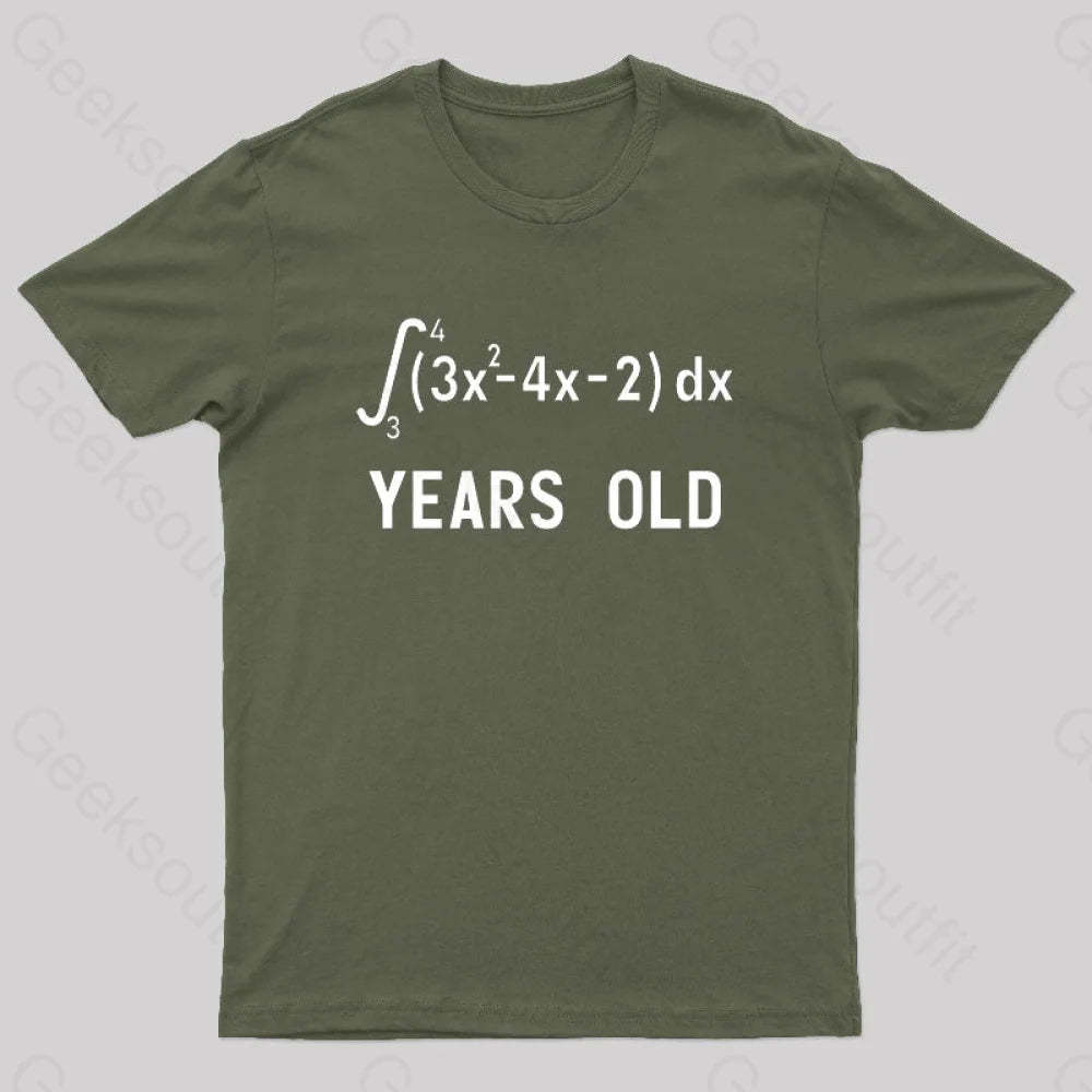 21 Years Old Funny Integral Calculus Nerd T-Shirt Army Green / S