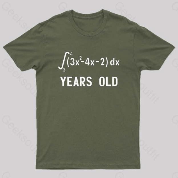 21 Years Old Funny Integral Calculus Nerd T-Shirt Army Green / S