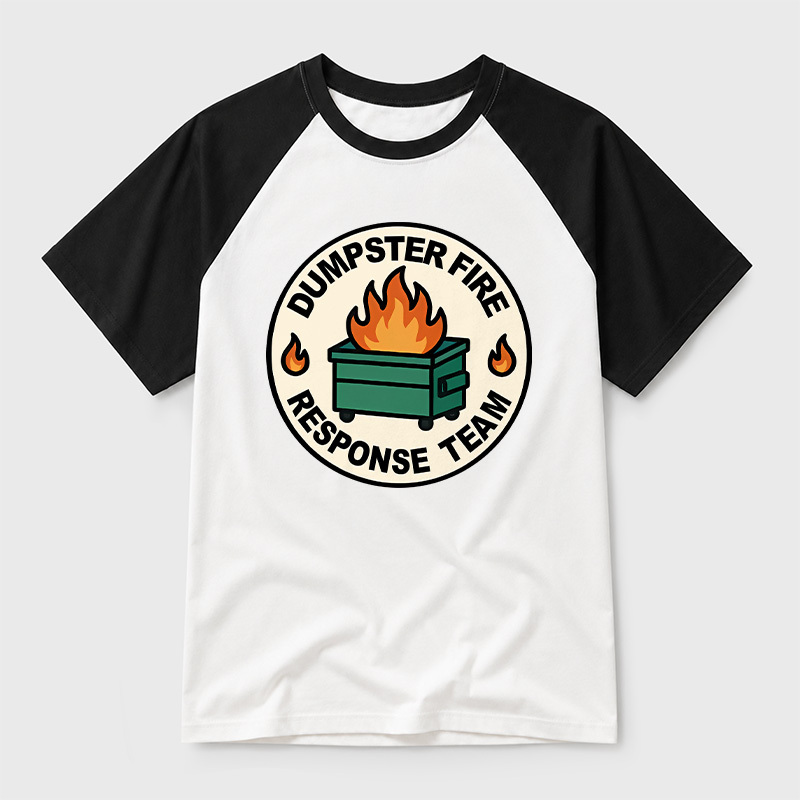Dumpster Fire Response Team Geek Retro Raglan T-Shirt