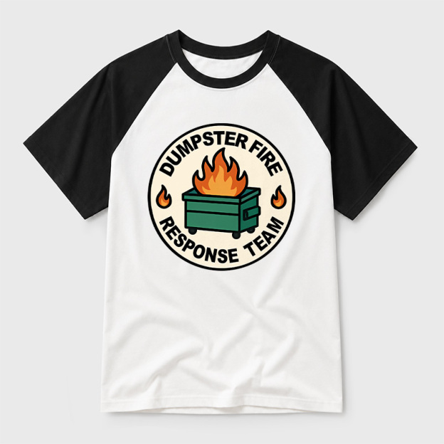 Dumpster Fire Response Team Geek Retro Raglan T-Shirt