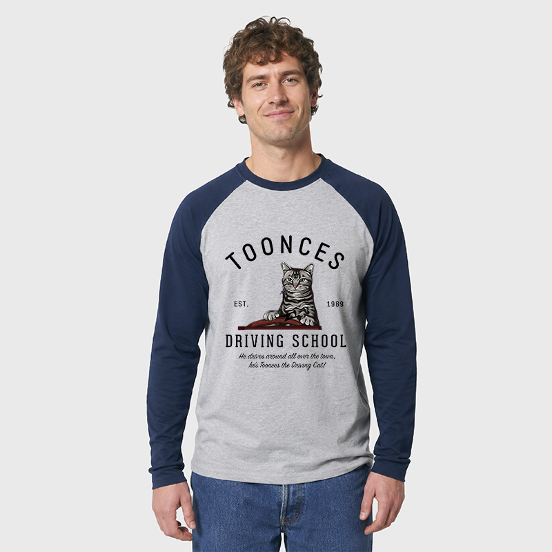 Toonces Driving School - Est. 1989 Geek Retro Raglan Long-Sleeve Tee