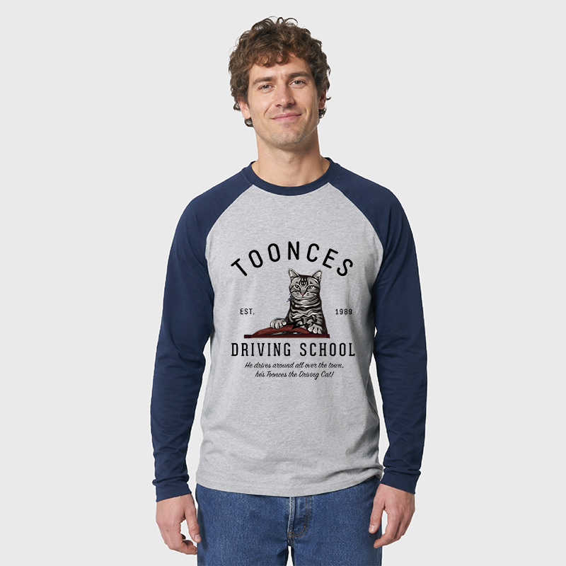 Toonces Driving School - Est. 1989 Geek Retro Raglan Long-Sleeve Tee