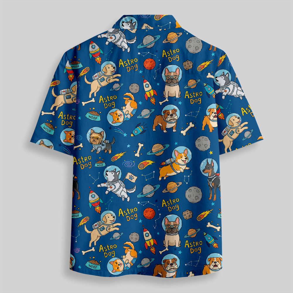 Astro Dog Squad-Paw Mission Button Up Pocket Shirt