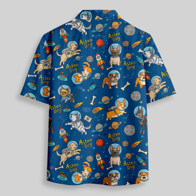 Astro Dog Squad-Paw Mission Button Up Pocket Shirt