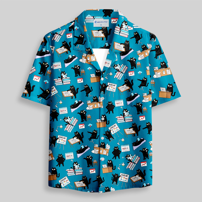Busy Cat Chronicles Button Up Pocket Shirt