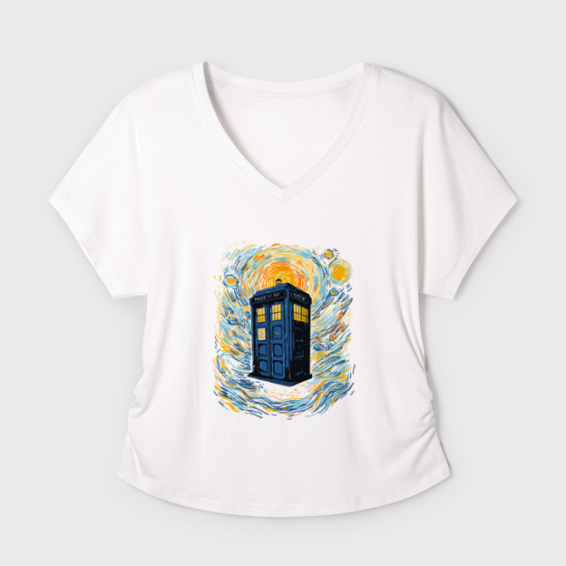 Starry Blue Box Geek Dolman Sleeve V-Neck Shirt