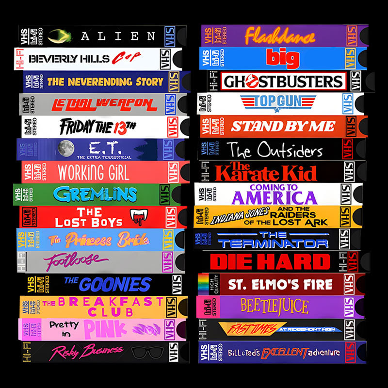 Retro 80s Movies VHS Stacks Geek T-Shirt