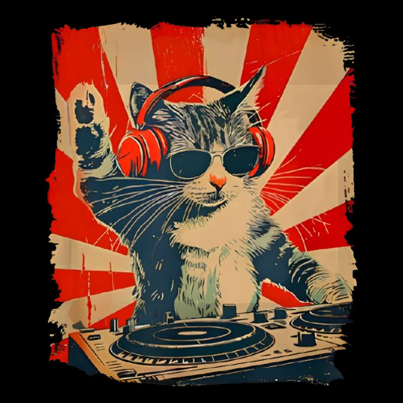 Rock Music Cat Vintage Geek T-Shirt