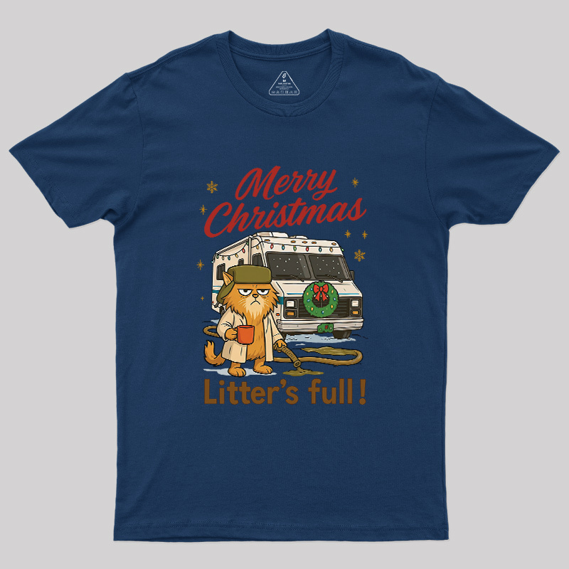 Merry Christmas Litter’s Full Funny Cat Geek T-Shirt