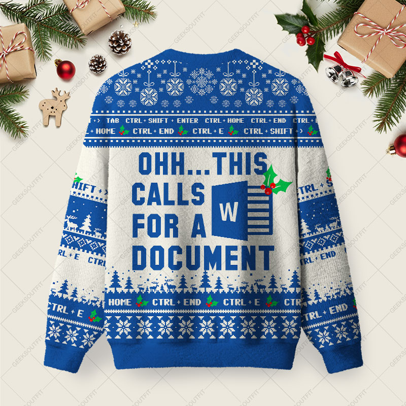 Ohh This Calls for a Document Ugly Christmas Fuzzy Fleece Sweatshirt