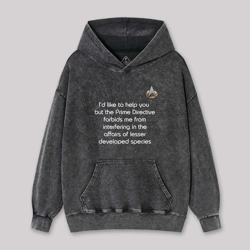 Geeksoutfit Rude Star Trek Prime Directive Geek Washed Hoodie for Sale