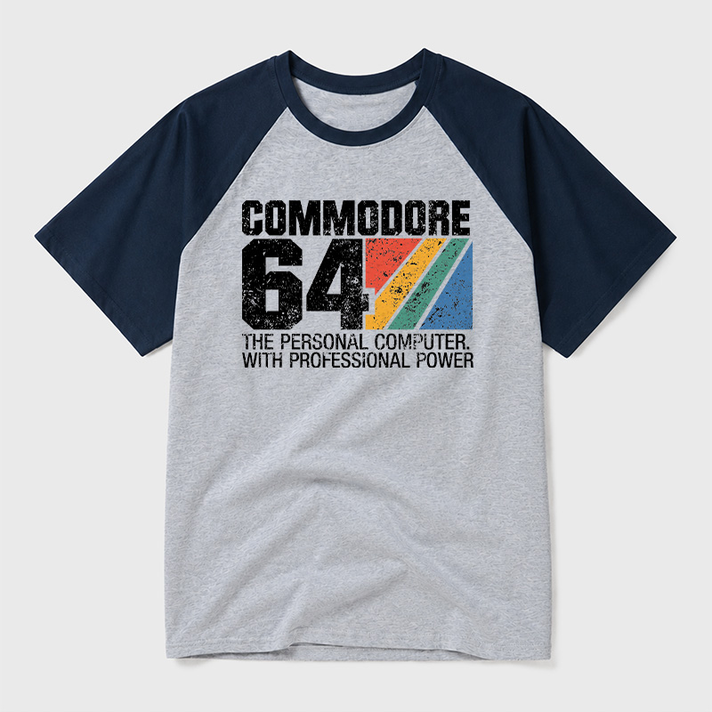 Commodore 64 Retro Geek Retro Raglan T-Shirt