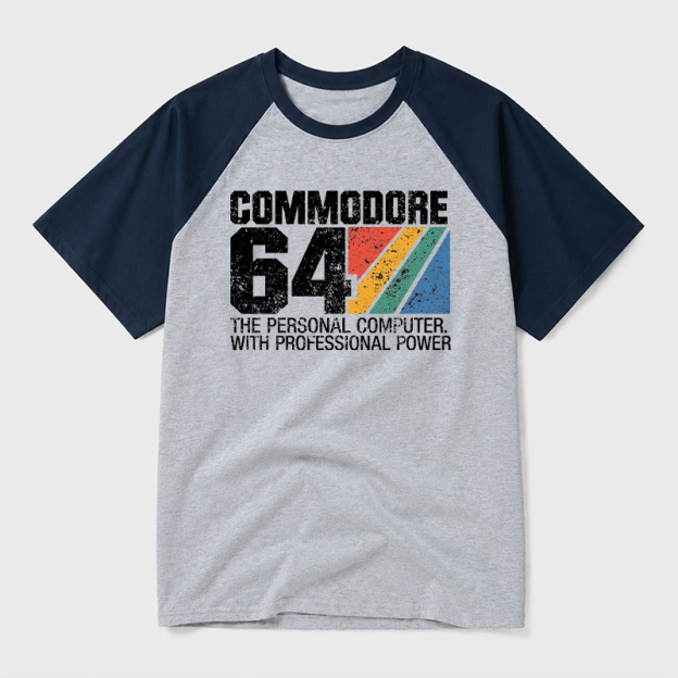 Commodore 64 Retro Geek Retro Raglan T-Shirt