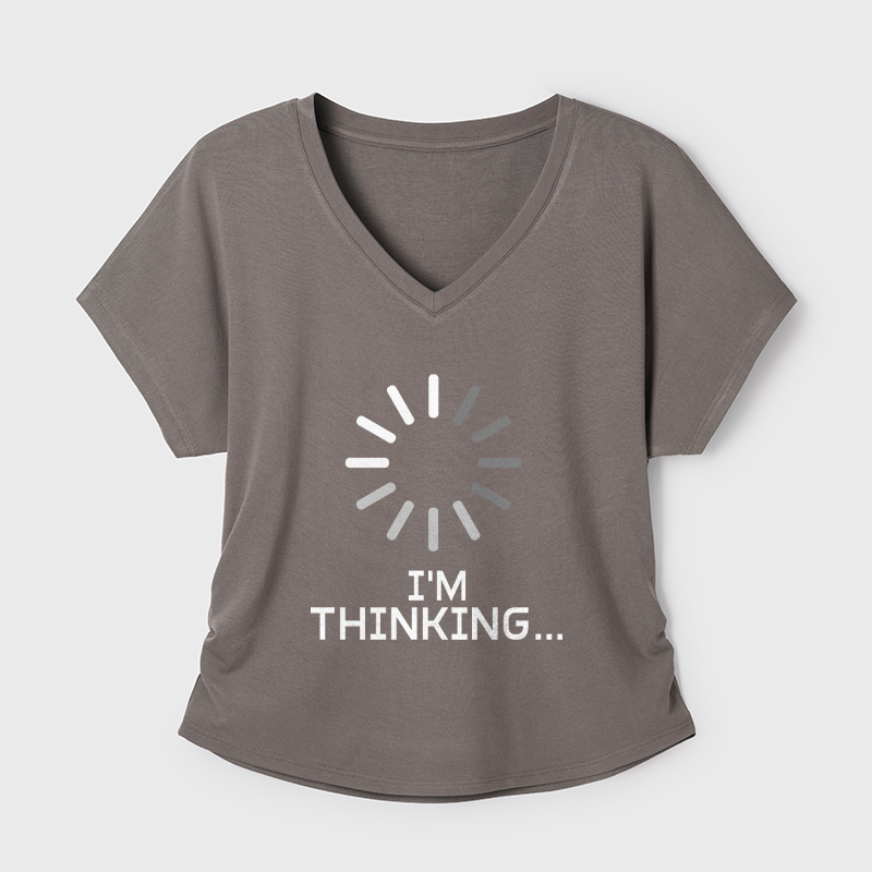 I'm Thinking Loading Geek Dolman Sleeve V-Neck Shirt