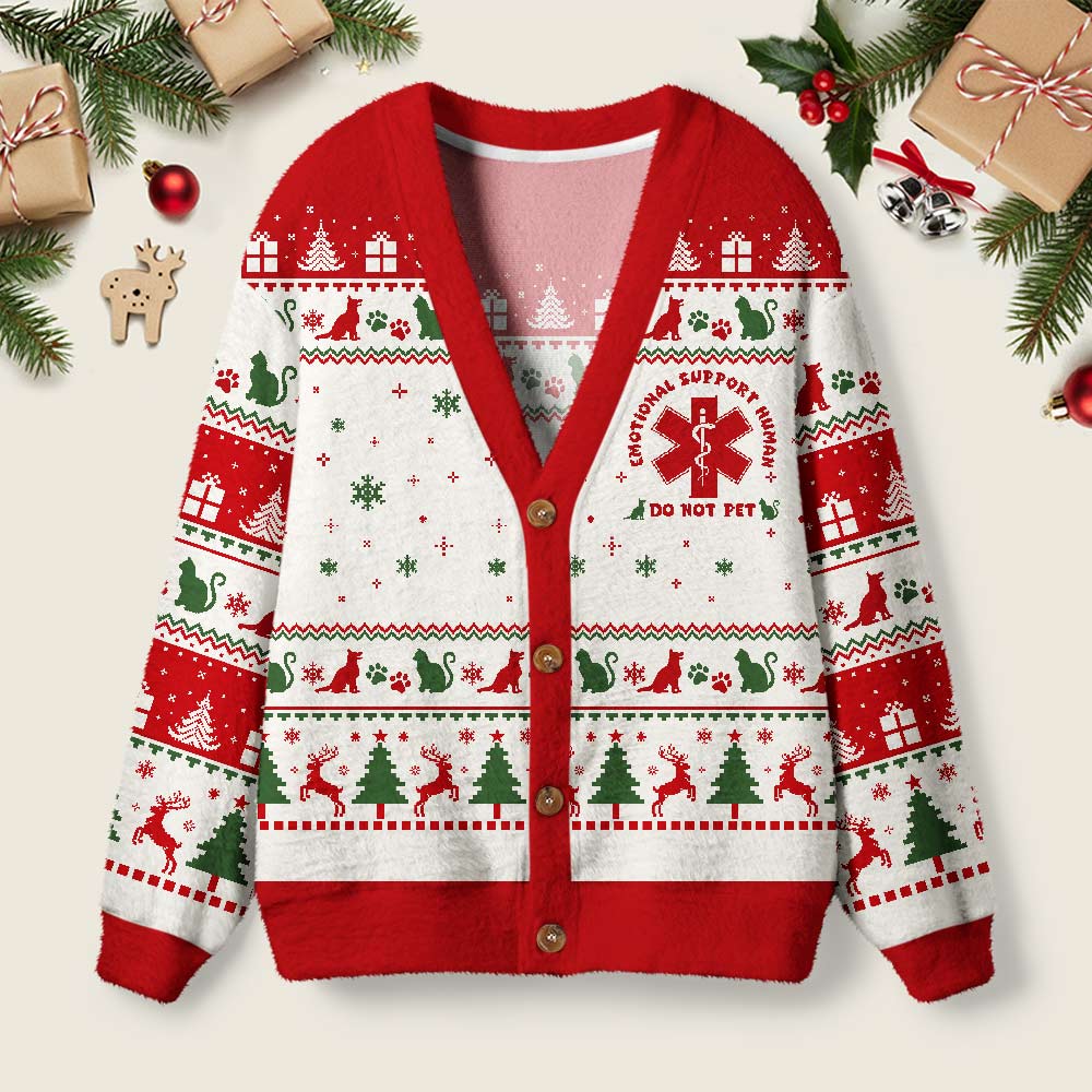 EMOTIONAL SUPPORT HUMAN Geek Ugly Cardigan Sweaters