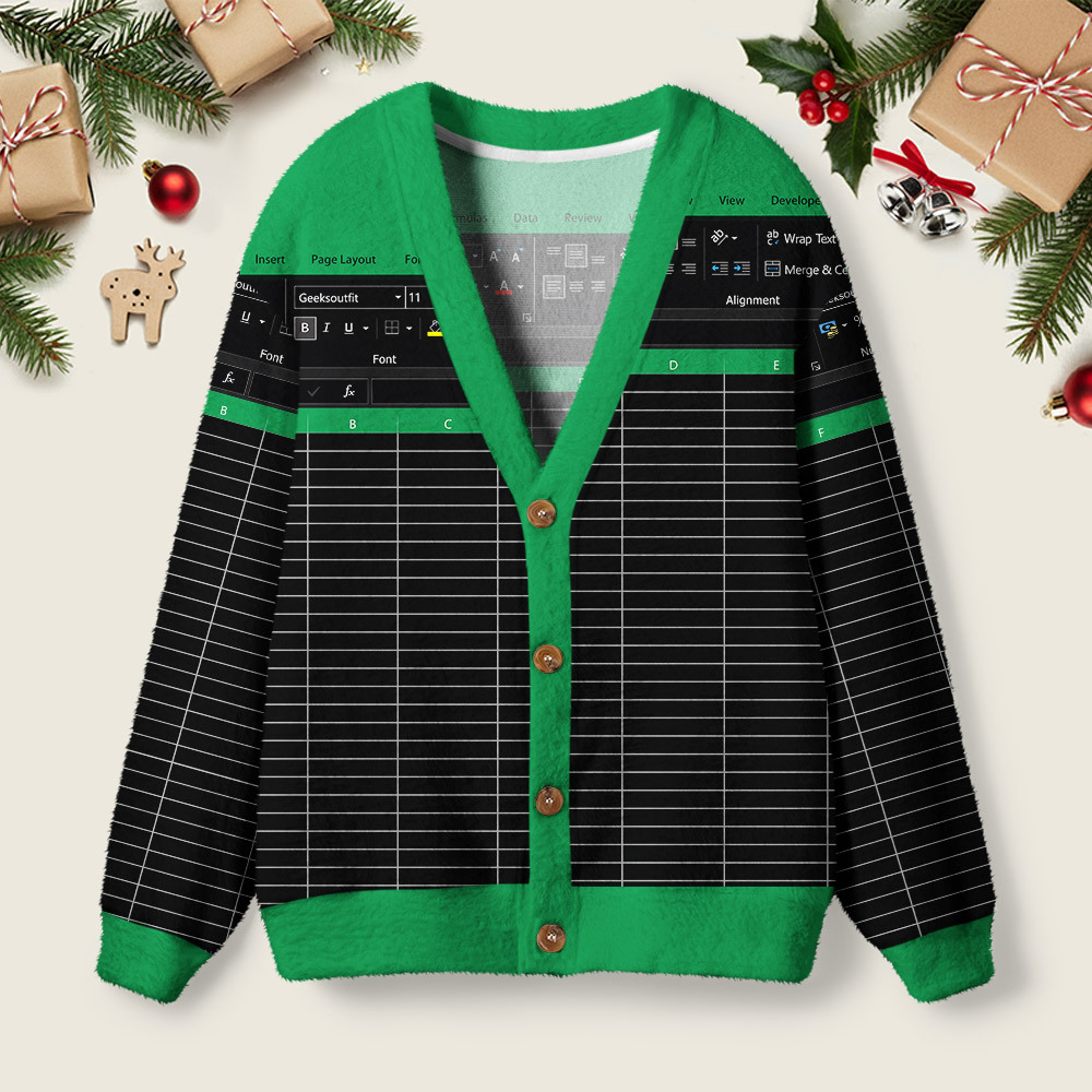 Geeksoutfit Excel Funny Night Mode Geek Ugly Cardigan Sweaters  for Sale