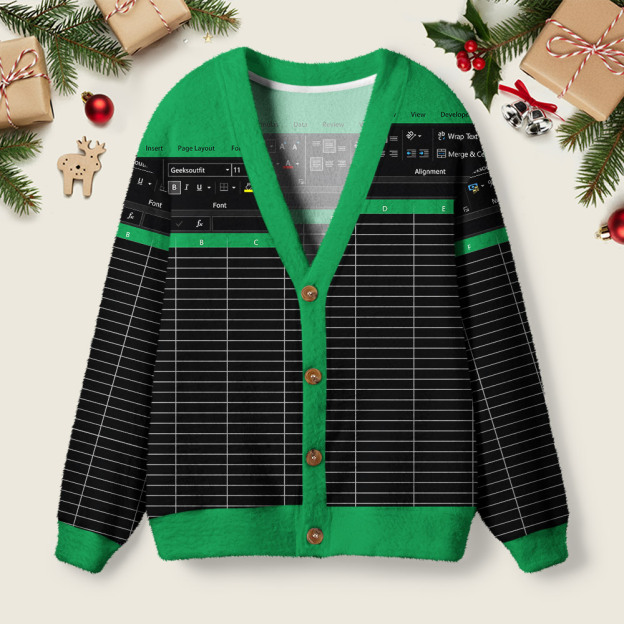 Excel Funny Night Mode Geek Ugly Cardigan Sweaters