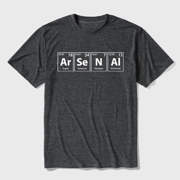 Arsenal (Ar-Se-N-Al) Periodic Elements Spelling Ultra Soft Heather Tees