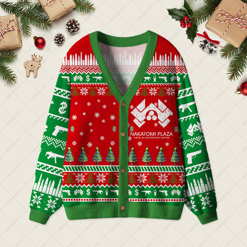 Geeksoutfit Die Hard is a Christmas Movie Geek Ugly Cardigan Sweaters for Sale