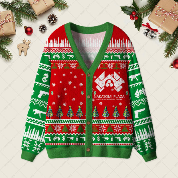 Die Hard is a Christmas Movie Geek Ugly Cardigan Sweaters 