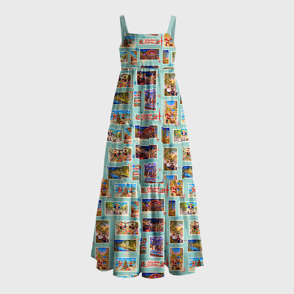 Sunny Christmas Memories Geek Tiered Cami Maxi Dress