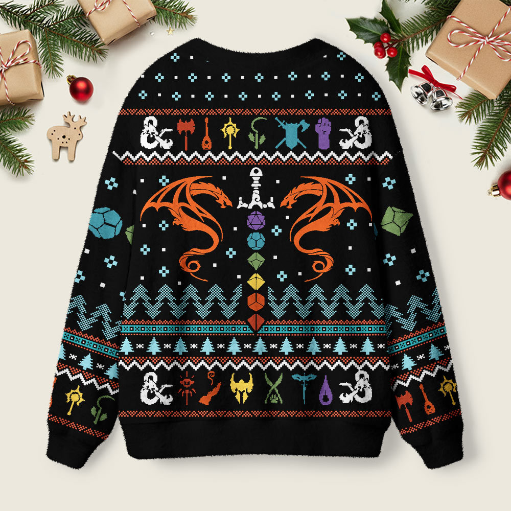 DND Dragon Dice Weapon Black Geek Ugly Cardigan Sweaters