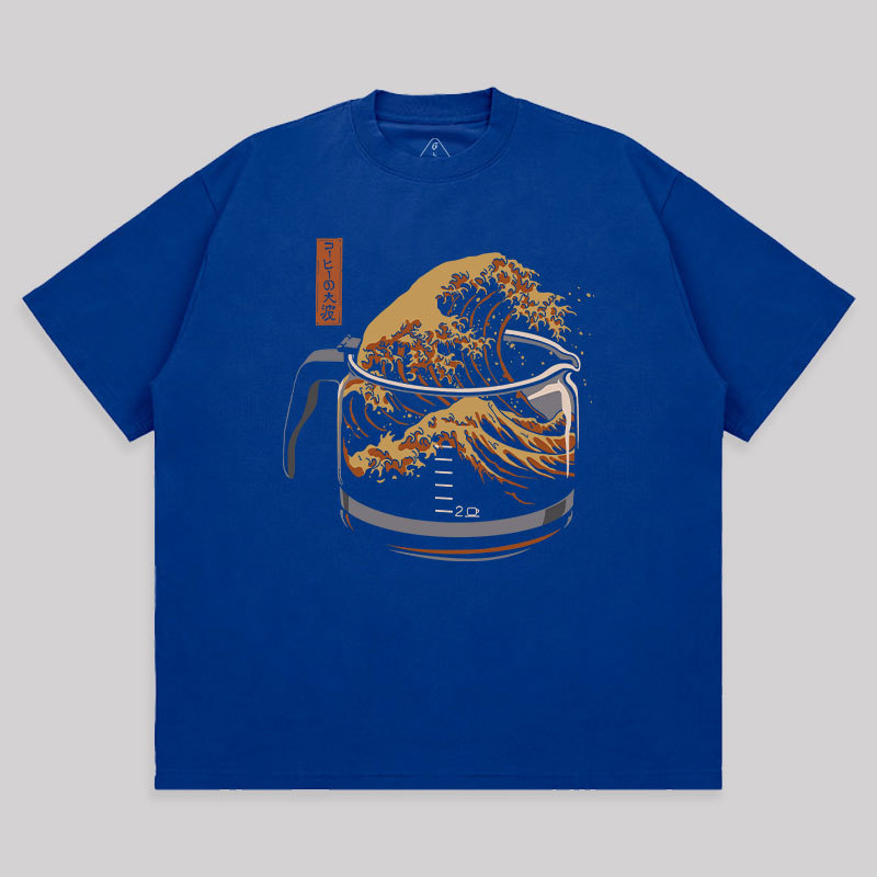 The Great Wave Of Coffee Unisex Oversized T-shirt