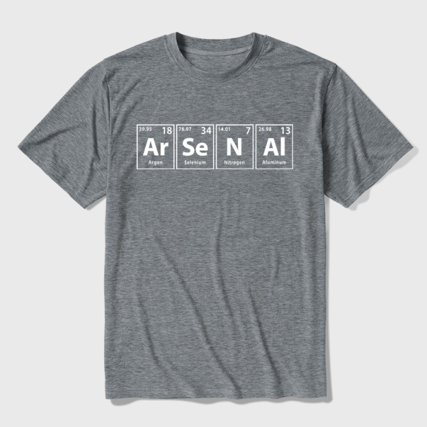 Arsenal (Ar-Se-N-Al) Periodic Elements Spelling Ultra Soft Heather Tees