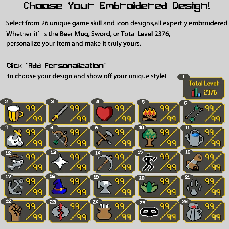 Personalized Pixel Skill 4 Geek Embroidered Polo Shirts