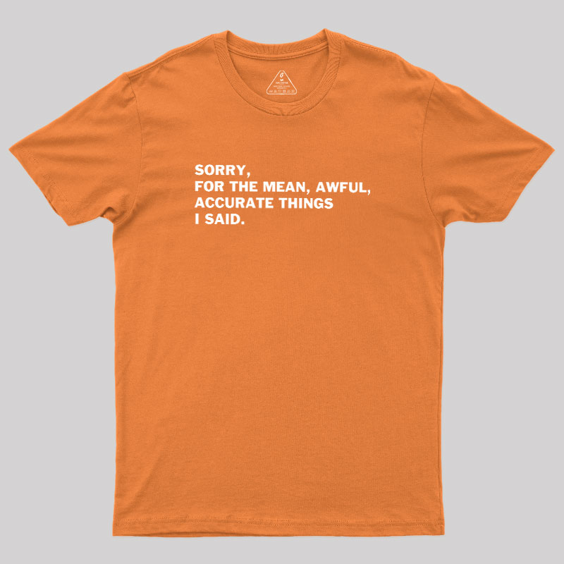 Accurate Things I Said Geek T-Shirt